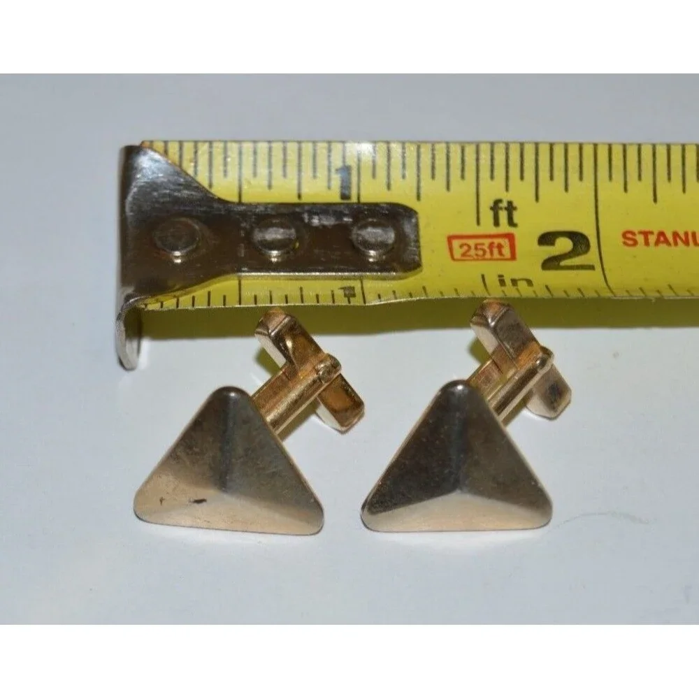 Vintage Unique 1960s TRIANGLE Shaped SWANK Brass Men's Cuff Links Rare